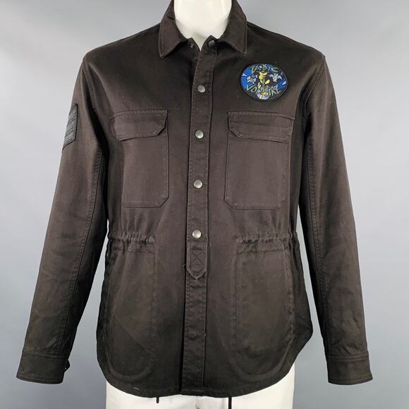 ZADIG & VOLTAIRE Size L Black Grey Cotton Camo Shirt Jacket - Picture 1 of 8
